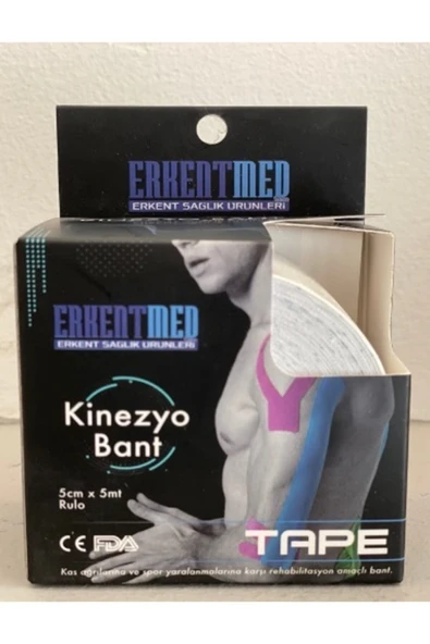 ERKENTMED Beyaz Tape Kinesio Ağrı Sporcu Bandı Yüz & Güzellik Kinesiology Bant ürün görseli 1