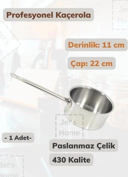 Profesyonel Kaçerola 22 cm Paslanmaz Çelik 430 Kalite ürün görseli 1