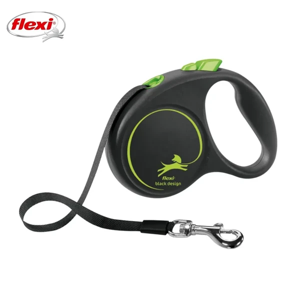 Flexi Black Design Otomatik Şeritli Köpek Gezdirme Kayışı 5Mt (S) Yeşil ürün görseli 1