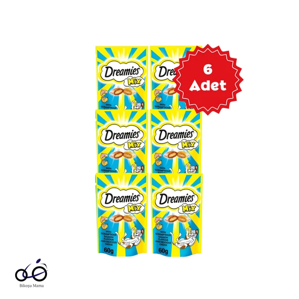 Dreamies Mix İç Dolgulu Somonlu ve Peynirli Kedi Ödül Bisküvisi 6x60gr ürün görseli 1