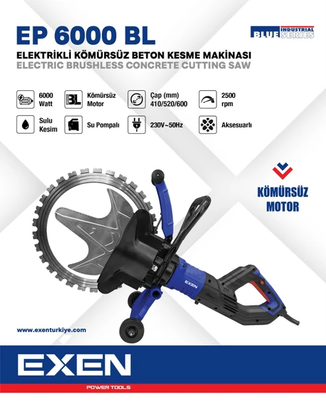 EXEN EP 6000 BL - 6000W 410mm Elektrikli Kömürsüz Beton Kesme Makinası ürün görseli 1