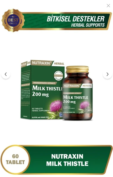 Nutraxin Herbal Milk Thistle 200mg 60 Kapsül ürün görseli 1