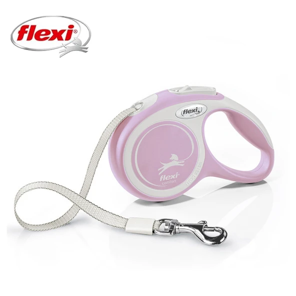 Flexi New Comfort Otomatik Şeritli Köpek Gezdirme Kayışı 5Mt (M) Pembe ürün görseli 1