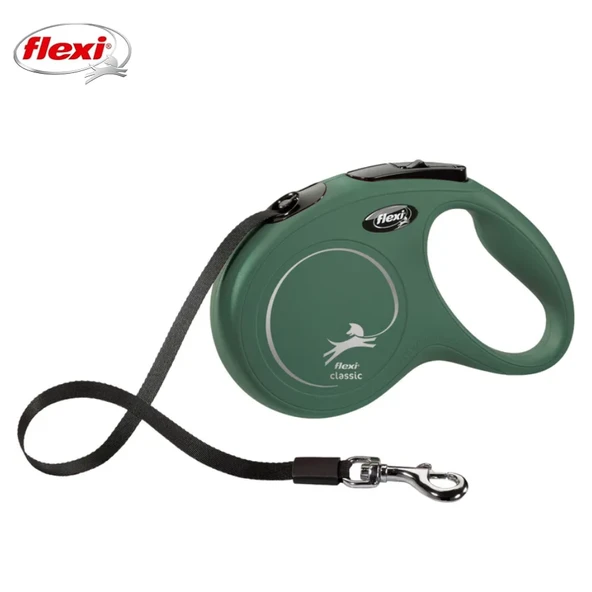 Flexi New Classic Otomatik Şeritli Köpek Gezdirme Kayışı 5Mt (S) Yeşil ürün görseli 1