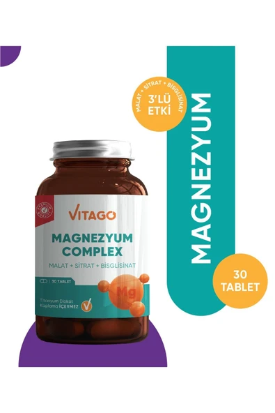 Vitago Premium Magnezyum Complex İçeren Tablet Takviye Edici Gıda 30'lu ürün görseli 1