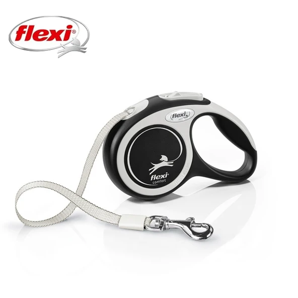 Flexi New Comfort Otomatik Şeritli Köpek Gezdirme Kayışı 5Mt (M) Siyah ürün görseli 1