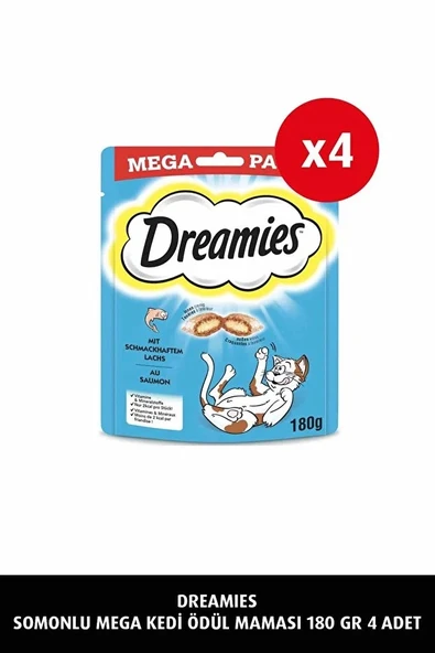 Dreamies Mega Paket Somonlu Kedi Ödül Maması 4 AdetX180gr ürün görseli 1