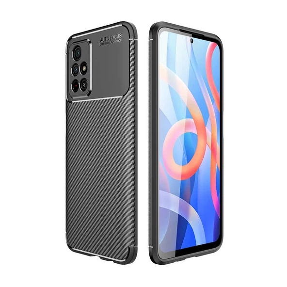 Gpack Xiaomi Poco M4 Pro 5G Kılıf Negro Karbon Görünüm Kamera Korumalı Silikon ürün görseli 1