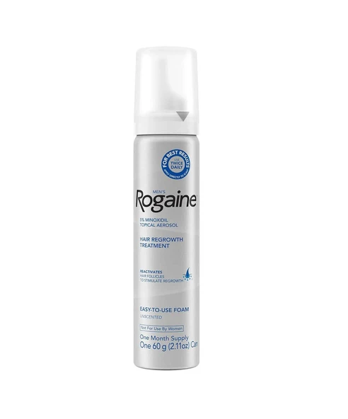 Men's Rogaine 5% Minoxidil Topical Aerosol Hair Regrowth Treatment Foam, 1 Month Supply Each Can 2.11 Ounce 60 Gram ürün görseli 1