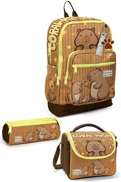 Coral High Kids Kapibara Desenli 3'lü Okul Çanta Seti SET0123783 ürün görseli 1