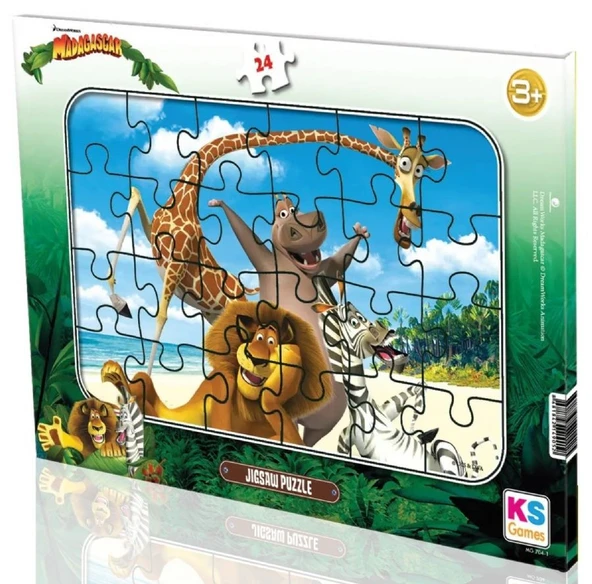 KS Games 24 Parça Çerçeveli Çocuk Yapboz - Madagascar - Erkek Çocuk - MG704 - 3 Yaş Üzeri ürün görseli 1