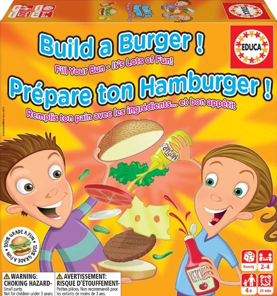 Educa Build A Burger Bir Hamburger Yapın Çocuk Kutu Oyunu - 4 Yaş Üzeri ürün görseli 1