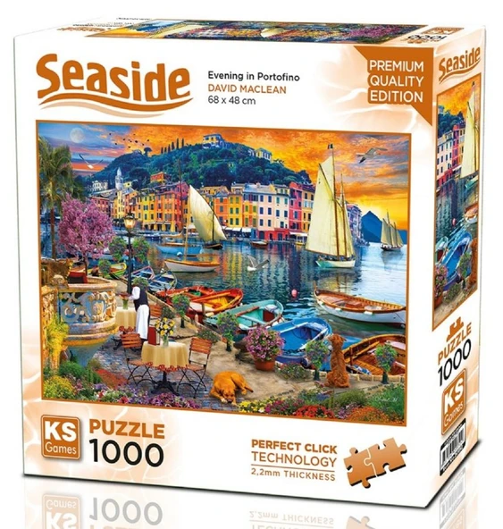 KS Games 1000 Parça Portofino'da Akşam Manzarası Puzzle - David Maclean - 20812 ürün görseli 1