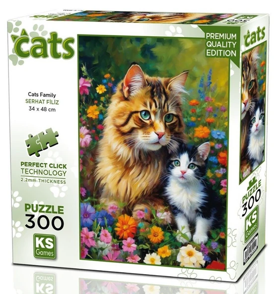 KS Games 300 Parça Cats Family - Kedi Ailesi Puzzle - 19257 - Serhat Filiz ürün görseli 1