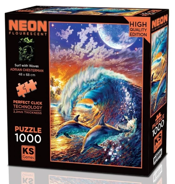 KS Games 1000 Parça Dalgalarla Surf Karanlıkta Parlayan Puzzşe - 20765 - Adrian Chesterman ürün görseli 1