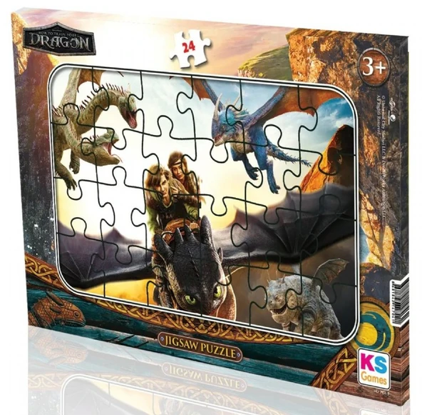 KS Games Erkek Çocuk 24 Parça How to Train Your Dragon Çerçeveli Puzzle - HD704-1 - 3 Yaş Üzeri ürün görseli 1