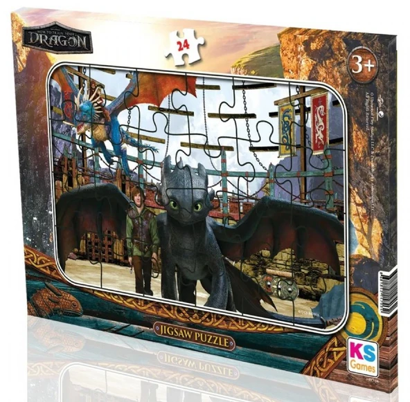 KS Games 24 Parça Ejderhanı Nasıl Eğitirsin Erkek Çocuk Frame Puzzle - HD704 ürün görseli 1