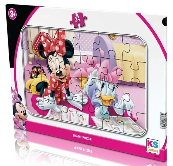 KS Games 24 Parçalı Minnie Mouse Lisanslı Çerçeveli/Frame Puzzle - Kız Çocuk - MIN704 - 3 Yaş üzeri ürün görseli 1