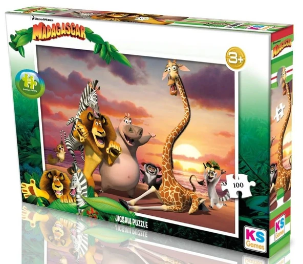 KS Games 100 Parçalık Madagascar Lisanslı Çocuk Puzzle - Erkek Çocuk - MG714 ürün görseli 1