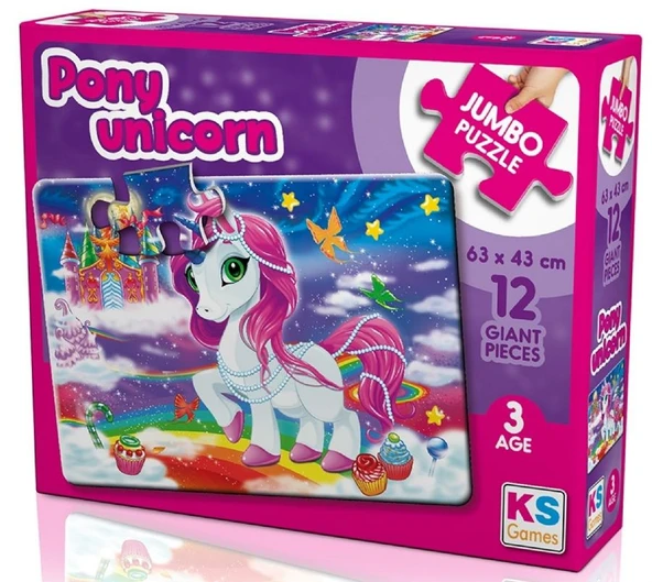 KS Games 12 Parça Kız Çocuk Pony Unicorn Jumbo Maxi Puzzle - 3 Yaş Üzeri - 31007 ürün görseli 1