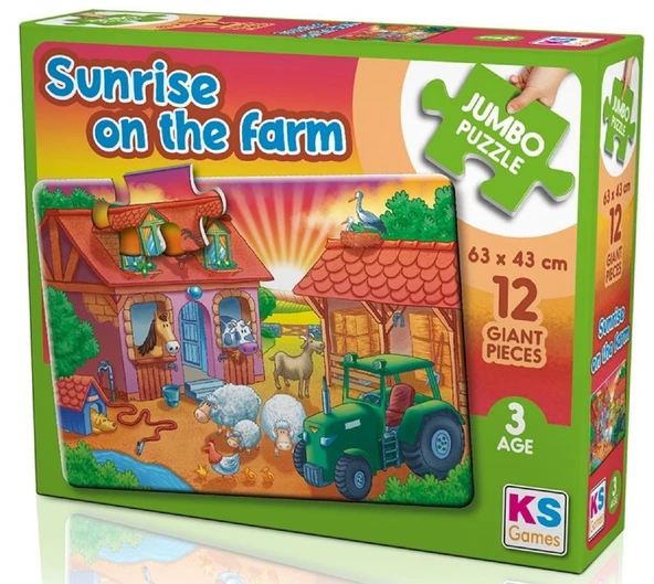 KS Games 12 Parça Çiftlikte Yeni Bir Gün Jumbo Çocuk Puzzle - 31005 - 3 Yaş Üzeri - Kız ve Erkek Çocuk ürün görseli 1