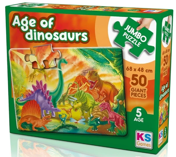 KS Games 50 Parça Dinazorlar Çağı Erkek Çocuk Jumbo Puzzle - 5 Yaş Üzeri - 31012 ürün görseli 1