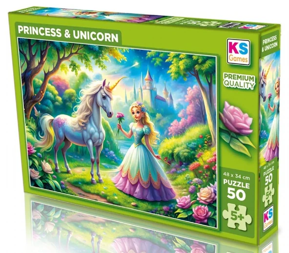 KS Games 50 Parça Prenses ve Unicorn Kız Çocuk Puzzle/Yapboz - 5 Yaş Üzeri - 31755 ürün görseli 1