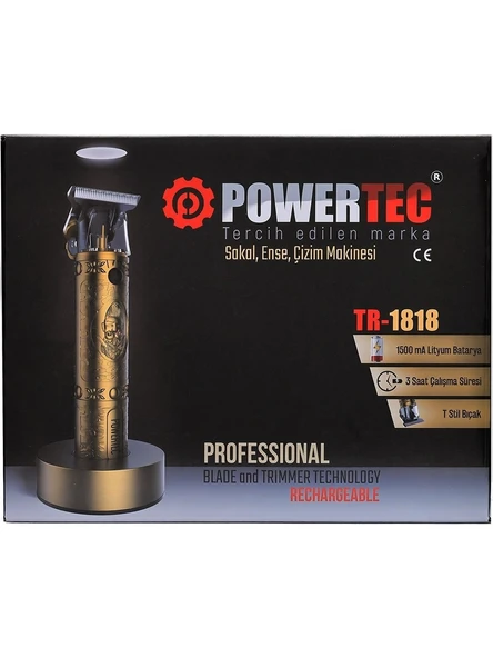 Powertec TR-1818 Sakal Ense Çizim Tıraş Makinesi Altın ürün görseli 1