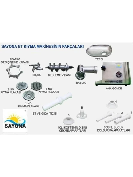 SAYONA 1800 WATT ET KIYMA MAKİNESİ ürün görseli 1