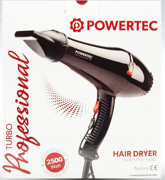 Powertec TR-901 Profesyonel 2500 W Saç Kurutma Makinesi Siyah ürün görseli 1