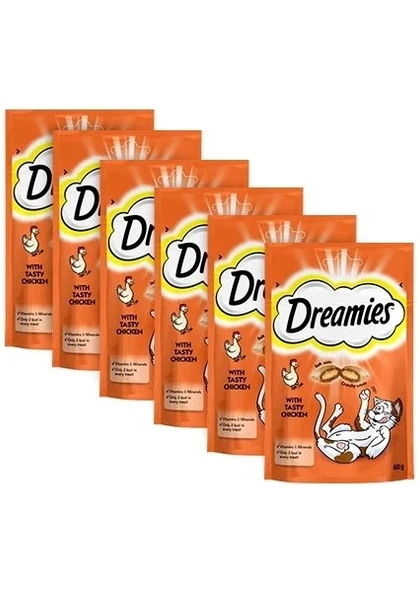 Dreamies İç Dolgulu Tavuklu Kedi Ödül Bisküvisi 6X60gr ürün görseli 1