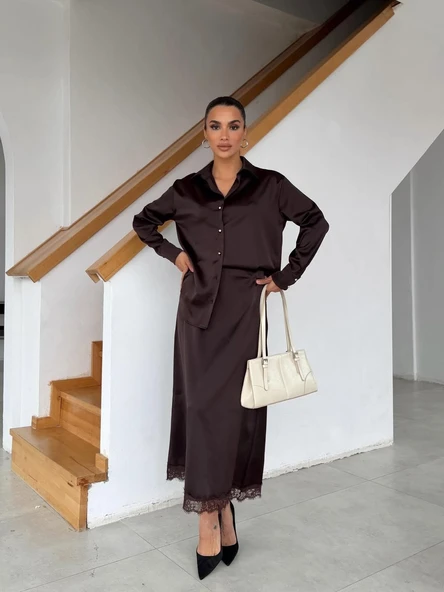 Kadın Saten Gömlek - Resim 9