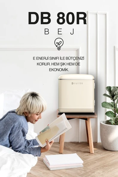 Dijitsu Retro Bej Mini Buzdolabı DB80RBE ürün görseli 1
