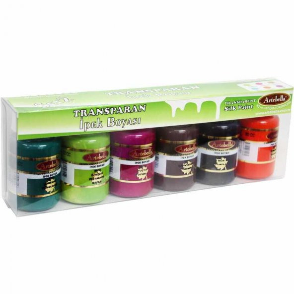 Kumaş Boyası İpek Boyası Boya Seti 50ml Boya Artebella Transparan İpek Boyası ABSTİ002 50 ml 6Lı Set - 2 ürün görseli 1