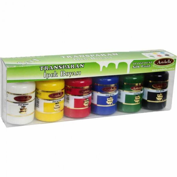 Kumaş Boyası İpek Boyası Boya Seti 50ml Boya Artebella Transparan İpek Boyası ABSTİ001 50 ml 6Lı Set - 1 ürün görseli 1