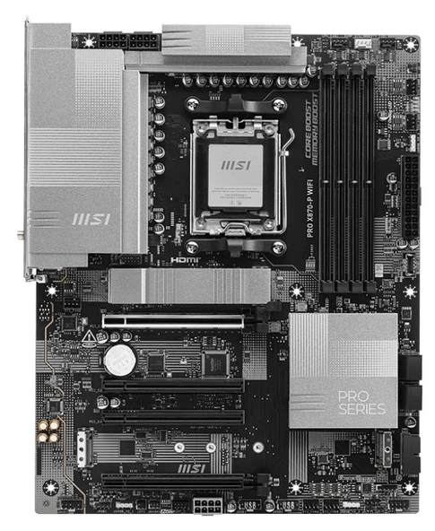 MSI PRO X870-P WIFI AMD X870, DDR5, AM5, 8200MHz, PCI-E 5.0x16, 5Gb LAN, WIFI 7, BT 5.4, USB, Gen2x3, Type-C, ATX  Anakart ürün görseli 1