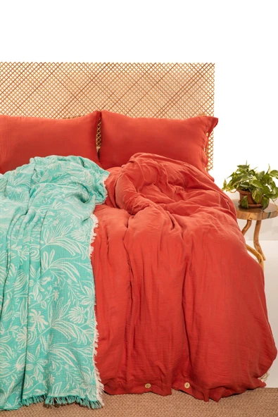 MYLASA HOME Cloudy Mood %100 Pamuk Müslin Tek Kişilik Nevresim Takımı - 160x220 cm ürün görseli 1