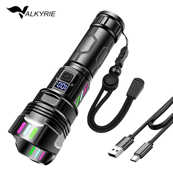 Valkyrie Şarjlı El Feneri 30W Powerbank Özellikli Type-C Zoomlu 5 Modlu Ultra Güçlü LED Fener ürün görseli 1