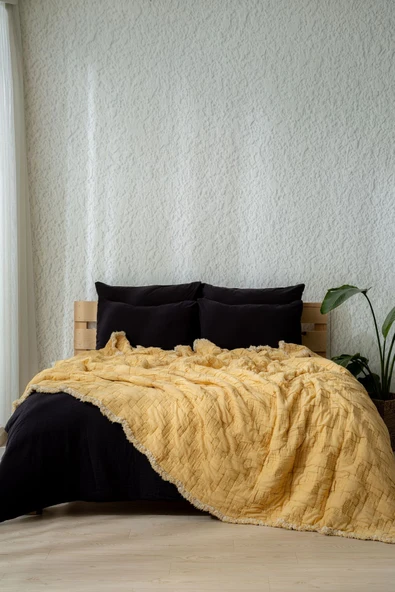 MYLASA HOME Müslin 7 Katlı Tera Serisi Yorgan Çift Kişilik (Petrol,Hardal,GüL Kurusu, Battal Boy 240x260 cm) ürün görseli 1