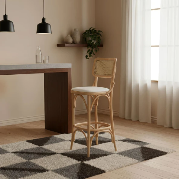 Sofa Hazeranlı Ahşap Bar Sandalyesi - Resim 8