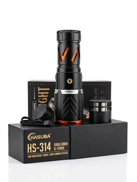 Hasuba HS-314 5000 Lümen Profesyonel El Feneri - Masa ve Kamp Lambası Özelliklizilli ürün görseli 1
