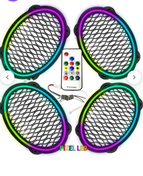 Poke PK-5653 4 Adet Oval Oto Hoparlör Kapağı Kumandalı Pixel Ledli RGB Animasyonlu Kapak ürün görseli 1