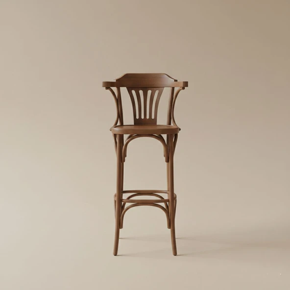 Thonet Kolçaklı Ahşap Bar Sandalyesi - Resim 12