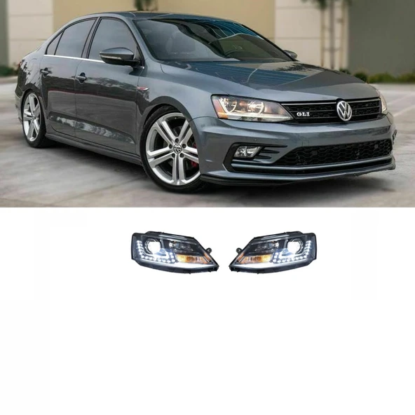 vw jetta 2011.2014 uyumlu gli dizayn ledli far ürün görseli 1