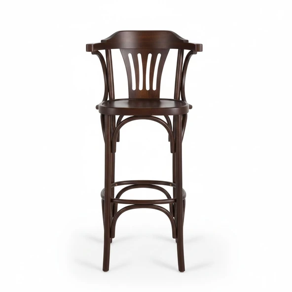 Thonet Kolçaklı Ahşap Bar Sandalyesi - Resim 9