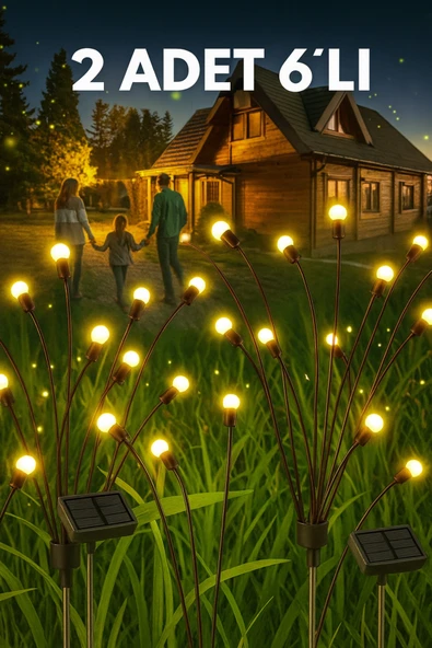 Solar 6 Led'li Güneş Enerjili Ateş Böceği Bahçe Balkon Saksı Aydınlatması Lamba (2 ADET) ürün görseli 1