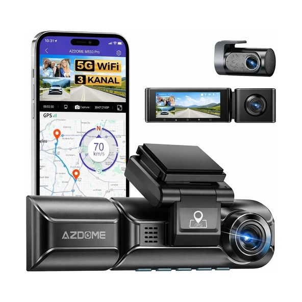 Azdome M550 Pro 3 Kameralı Araç Kamerası Seti ürün görseli 1