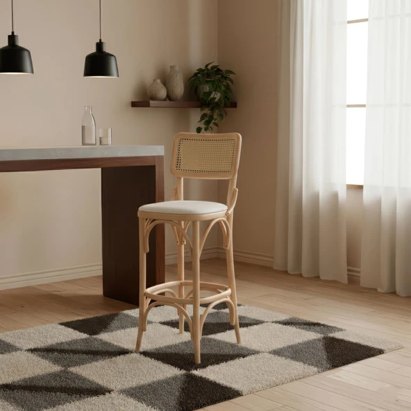 Sofa Hazeranlı Ahşap Bar Sandalyesi - Resim 6