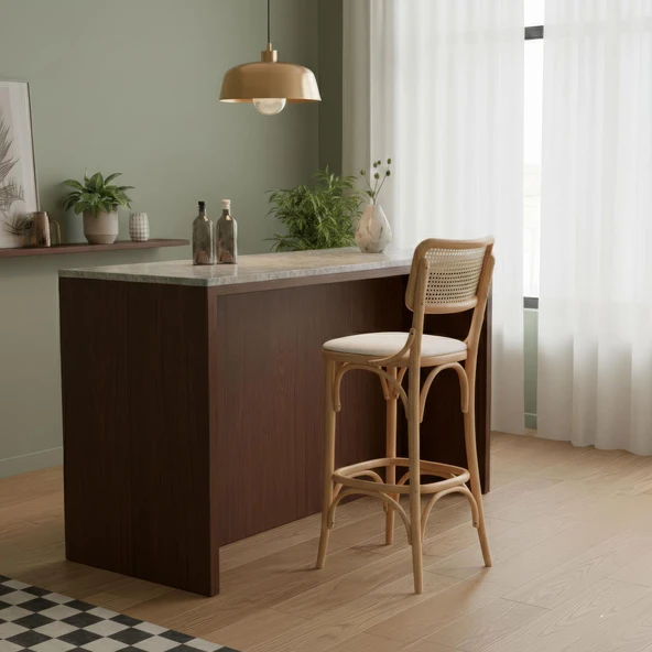 Sofa Hazeranlı Ahşap Bar Sandalyesi - Resim 7