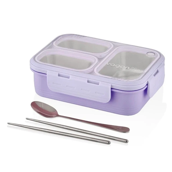 Vagon Çelik Beslenme Kutusu Lunch Box Paslanmaz 620 Ml Mor Xc-7097 ürün görseli 1